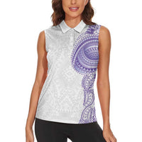Traditional Polynesian Art Tattoos Women Sleeveless Polo Shirt Purple Color - Polynesian Pride