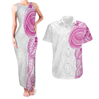 Traditional Polynesian Art Tattoos Couples Matching Tank Maxi Dress and Hawaiian Shirt Pink Color - Polynesian Pride