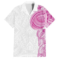Traditional Polynesian Art Tattoos Family Matching Short Sleeve Bodycon Dress and Hawaiian Shirt Pink Color - Polynesian Pride