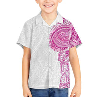 Traditional Polynesian Art Tattoos Family Matching Tank Maxi Dress and Hawaiian Shirt Pink Color - Polynesian Pride