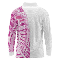 Traditional Polynesian Art Tattoos Long Sleeve Polo Shirt Pink Color - Polynesian Pride