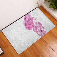 Traditional Polynesian Art Tattoos Rubber Doormat Pink Color - Polynesian Pride