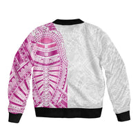 Traditional Polynesian Art Tattoos Sleeve Zip Bomber Jacket Pink Color - Polynesian Pride