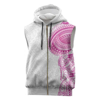 Traditional Polynesian Art Tattoos Sleeveless Zip Hoodie Pink Color - Polynesian Pride