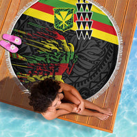 Kanaka Maoli Running Beach Blanket Kakau Pattern with Kanaka Maoli Flag Color LT03 - Polynesian Pride