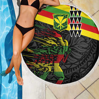 Kanaka Maoli Running Beach Blanket Kakau Pattern with Kanaka Maoli Flag Color LT03 - Polynesian Pride
