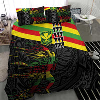 Kanaka Maoli Running Bedding Set Kakau Pattern with Kanaka Maoli Flag Color LT03 - Polynesian Pride