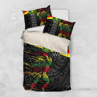 Kanaka Maoli Running Bedding Set Kakau Pattern with Kanaka Maoli Flag Color LT03 US Twin 172cm x 218cm Black - Polynesian Pride