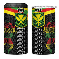 Kanaka Maoli Running 4 in 1 Can Cooler Tumbler Kakau Pattern with Kanaka Maoli Flag Color