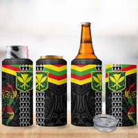 Kanaka Maoli Running 4 in 1 Can Cooler Tumbler Kakau Pattern with Kanaka Maoli Flag Color