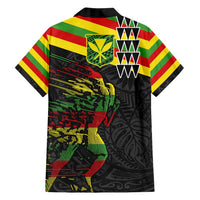 Kanaka Maoli Running Family Matching Long Sleeve Bodycon Dress and Hawaiian Shirt Kakau Pattern with Kanaka Maoli Flag Color