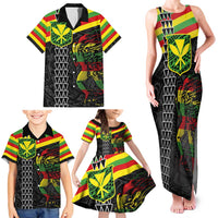 Kanaka Maoli Running Family Matching Tank Maxi Dress and Hawaiian Shirt Kakau Pattern with Kanaka Maoli Flag Color