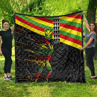 Kanaka Maoli Running Quilt Kakau Pattern with Kanaka Maoli Flag Color LT03 - Polynesian Pride