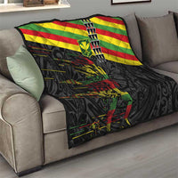 Kanaka Maoli Running Quilt Kakau Pattern with Kanaka Maoli Flag Color LT03 - Polynesian Pride