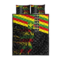 Kanaka Maoli Running Quilt Bed Set Kakau Pattern with Kanaka Maoli Flag Color