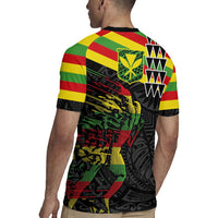 Kanaka Maoli Running Rugby Jersey Kakau Pattern with Kanaka Maoli Flag Color