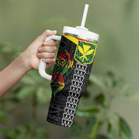Kanaka Maoli Running Tumbler With Handle Kakau Pattern with Kanaka Maoli Flag Color