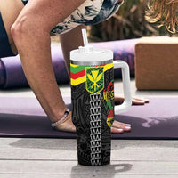 Kanaka Maoli Running Tumbler With Handle Kakau Pattern with Kanaka Maoli Flag Color