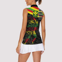 Kanaka Maoli Running Women Sleeveless Polo Shirt Kakau Pattern with Kanaka Maoli Flag Color
