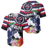 Honolulu Running Race Baseball Jersey Hawaii Marathon Kakau Art with Hibiscus and National Flag Style LT03 - Polynesian Pride
