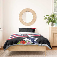 Honolulu Running Race Bedding Set Hawaii Marathon Kakau Art with Hibiscus and National Flag Style