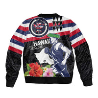 Honolulu Running Race Bomber Jacket Hawaii Marathon Kakau Art with Hibiscus and National Flag Style