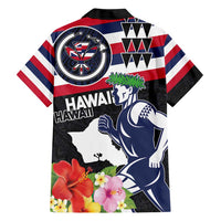 Honolulu Running Race Family Matching Short Sleeve Bodycon Dress and Hawaiian Shirt Hawaii Marathon Kakau Art with Hibiscus and National Flag Style LT03 - Polynesian Pride