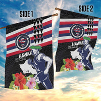 Honolulu Running Race Garden Flag Hawaii Marathon Kakau Art with Hibiscus and National Flag Style