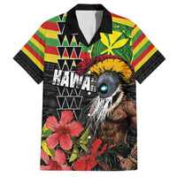 Kanaka Maoli Ikaika Warrior Family Matching Off The Shoulder Long Sleeve Dress and Hawaiian Shirt Hibiscus Kakau Art and Tapa Tribal Pattern