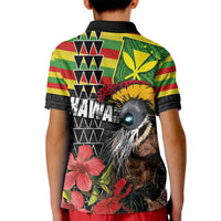 Kanaka Maoli Ikaika Warrior Kid Polo Shirt Hibiscus Kakau Art and Tapa Tribal Pattern