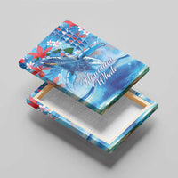 Hawaiian Waves Whale Canvas Wall Art Kakau Art and Tropical Red Hibiscus Flowers LT03 - Polynesian Pride