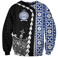 Fiji Queen Victoria School Sweatshirt Tapa and Polynesian Tribal Pattern Half Style LT03 Unisex Black - Polynesian Pride