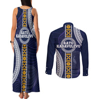 Fiji Ratu Kadavulevu School Couples Matching Tank Maxi Dress and Long Sleeve Button Shirt Tapa and Polynesian Tribal Pattern LT03 - Polynesian Pride