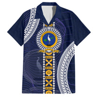 Fiji Ratu Kadavulevu School Family Matching Tank Maxi Dress and Hawaiian Shirt Tapa and Polynesian Tribal Pattern LT03 Dad's Shirt - Short Sleeve Blue - Polynesian Pride