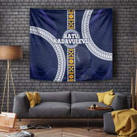 Fiji Ratu Kadavulevu School Tapestry Tapa and Polynesian Tribal Pattern LT03 Blue - Polynesian Pride