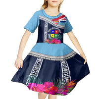 Fiji Lelean Memorial School Kid Short Sleeve Dress Tapa and Polynesian Tribal Pattern LT03 - Polynesian Pride