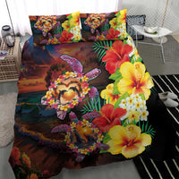 Hawaiian Sea Animals Love Couple Bedding Set Aloha Sunset Symphony