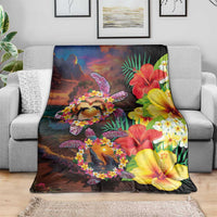 Hawaiian Sea Animals Love Couple Blanket Aloha Sunset Symphony