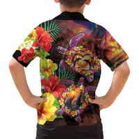 Hawaiian Sea Animals Love Couple Family Matching Off Shoulder Short Dress and Hawaiian Shirt Aloha Sunset Symphony LT03 - Polynesian Pride