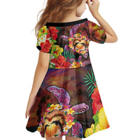 Hawaiian Sea Animals Love Couple Family Matching Off Shoulder Short Dress and Hawaiian Shirt Aloha Sunset Symphony LT03 - Polynesian Pride