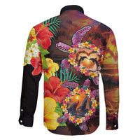 Hawaiian Sea Animals Love Couple Family Matching Off Shoulder Short Dress and Hawaiian Shirt Aloha Sunset Symphony LT03 - Polynesian Pride