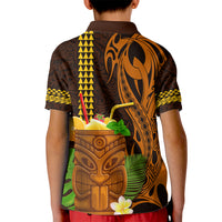 Hawaii Tiki Mask Cocktail Kid Polo Shirt Kakau Tattoo LT03 - Polynesian Pride