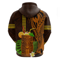 Hawaii Tiki Mask Cocktail Zip Hoodie Kakau Tattoo LT03 - Polynesian Pride