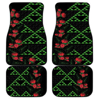 Hawaiian Green Kakau Art Tattoo-Ohia Lehua and Taro Leaves Car Mats