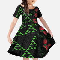 Hawaiian Green Kakau Art Tattoo-Ohia Lehua and Taro Leaves Family Matching Tank Maxi Dress and Hawaiian Shirt