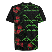 Hawaiian Green Kakau Art Tattoo-Ohia Lehua and Taro Leaves Rugby Jersey