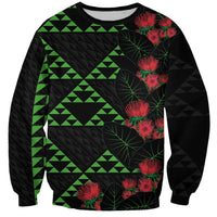 Hawaiian Green Kakau Art Tattoo-Ohia Lehua and Taro Leaves Sweatshirt