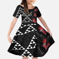 Hawaiian White Kakau Art Tattoo-Ohia Lehua and Taro Leaves Family Matching Tank Maxi Dress and Hawaiian Shirt