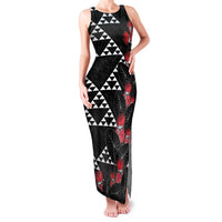 Hawaiian White Kakau Art Tattoo-Ohia Lehua and Taro Leaves Family Matching Tank Maxi Dress and Hawaiian Shirt