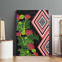 Aotearoa Tukutuku Motif Canvas Wall Art Pohutukawa and Fern Leaves